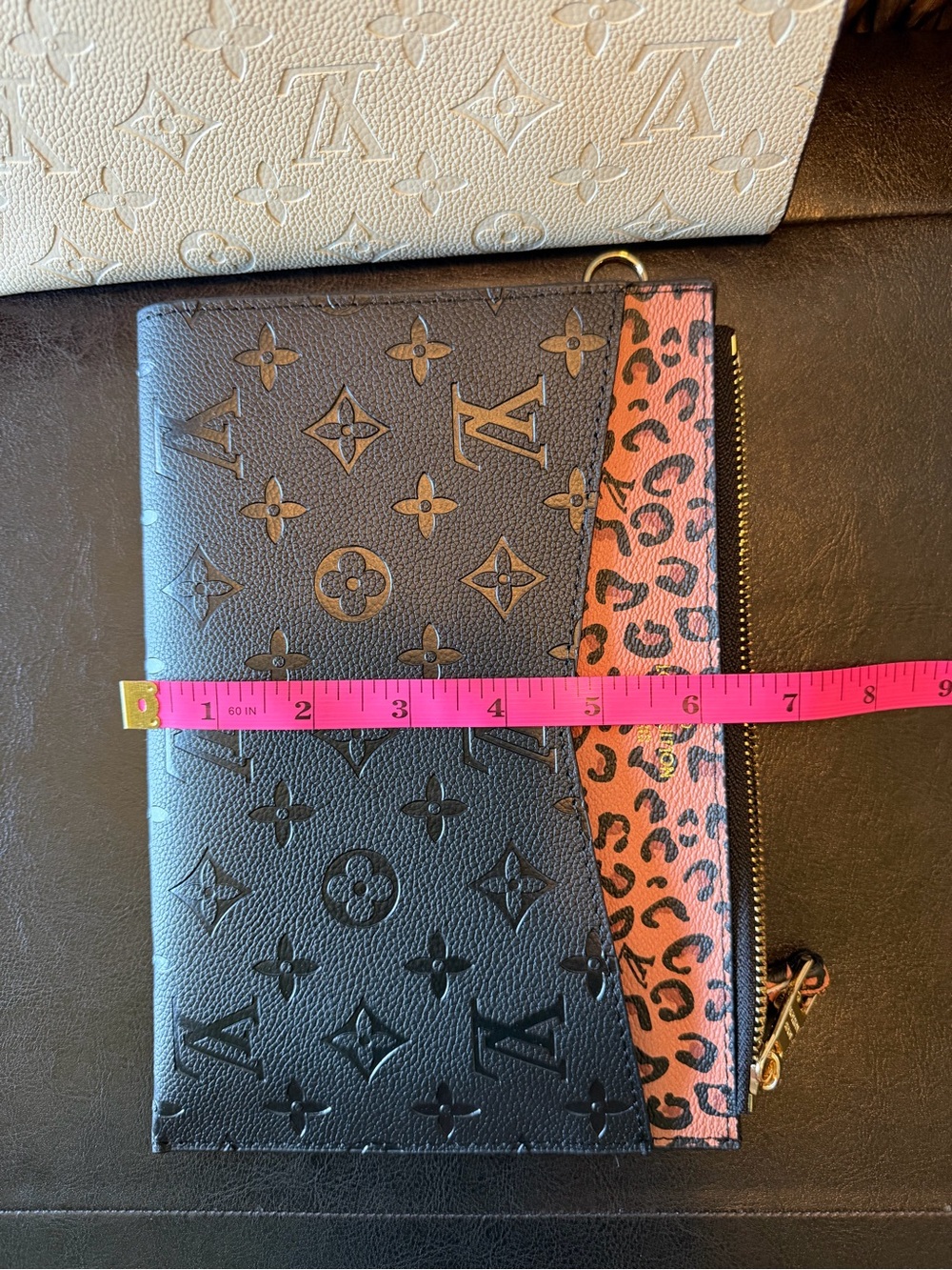 Leopard & Monogram Clutch Wristlet - Ivory & Black ~ Lot of 2 - Picture 6 of 8